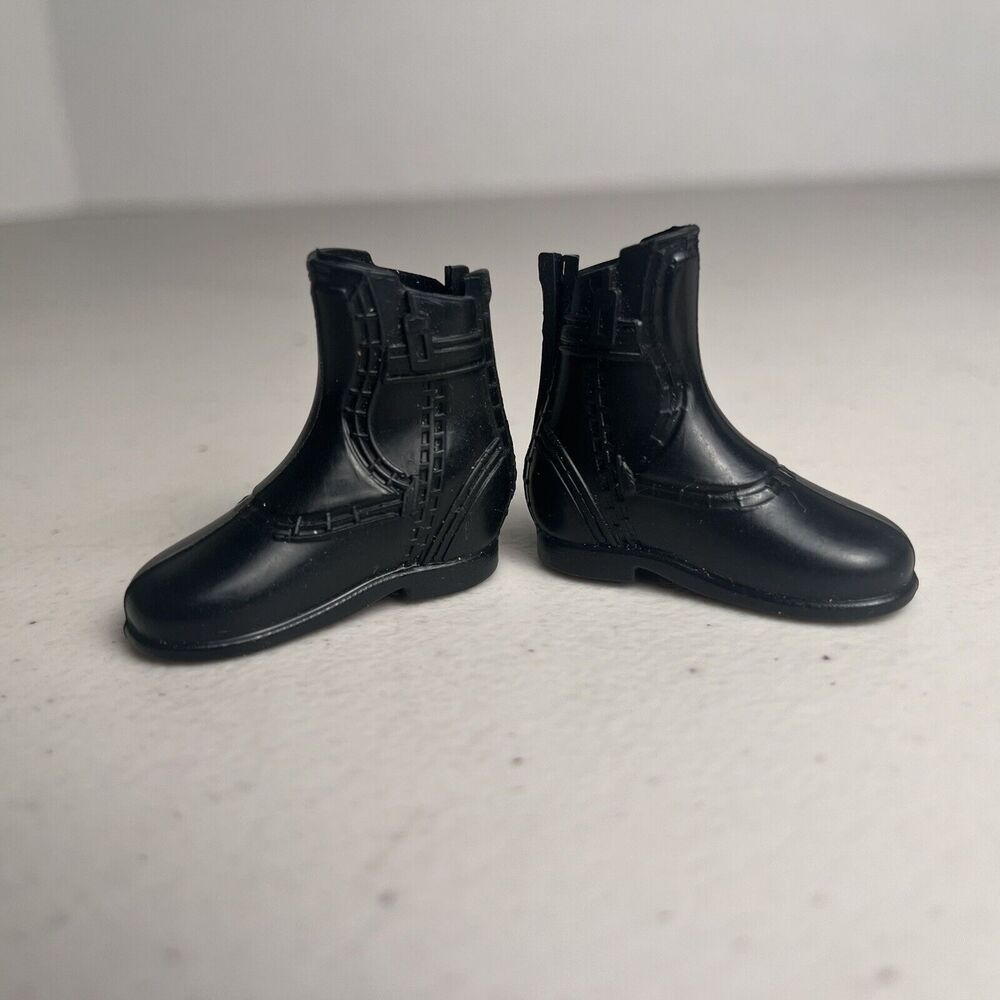 Barbie Doll Ken Shoes Boots Lot Gold and Black 2 Pairs Motorcycle Boots - Picture 4 of 10